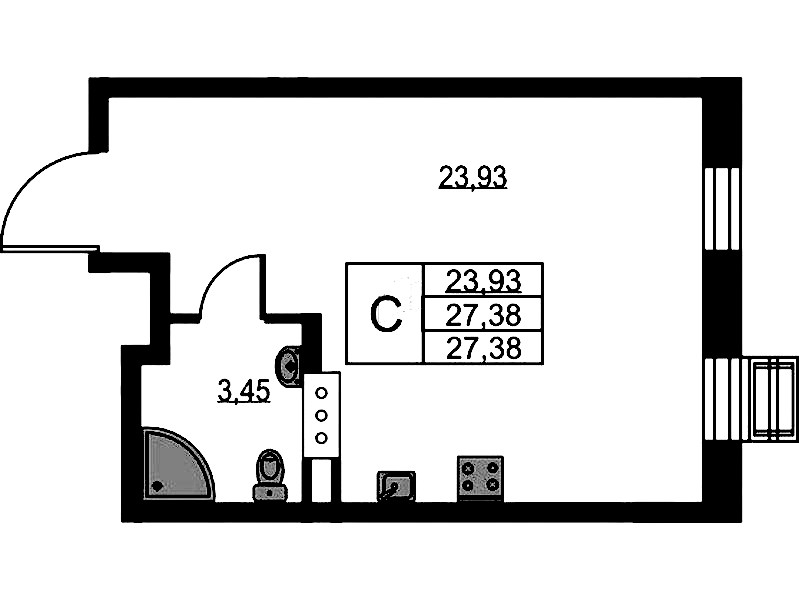 Квартира студия 27.5 м², 5/10 эт., ЖК «VEREN NEXT Шуваловский»